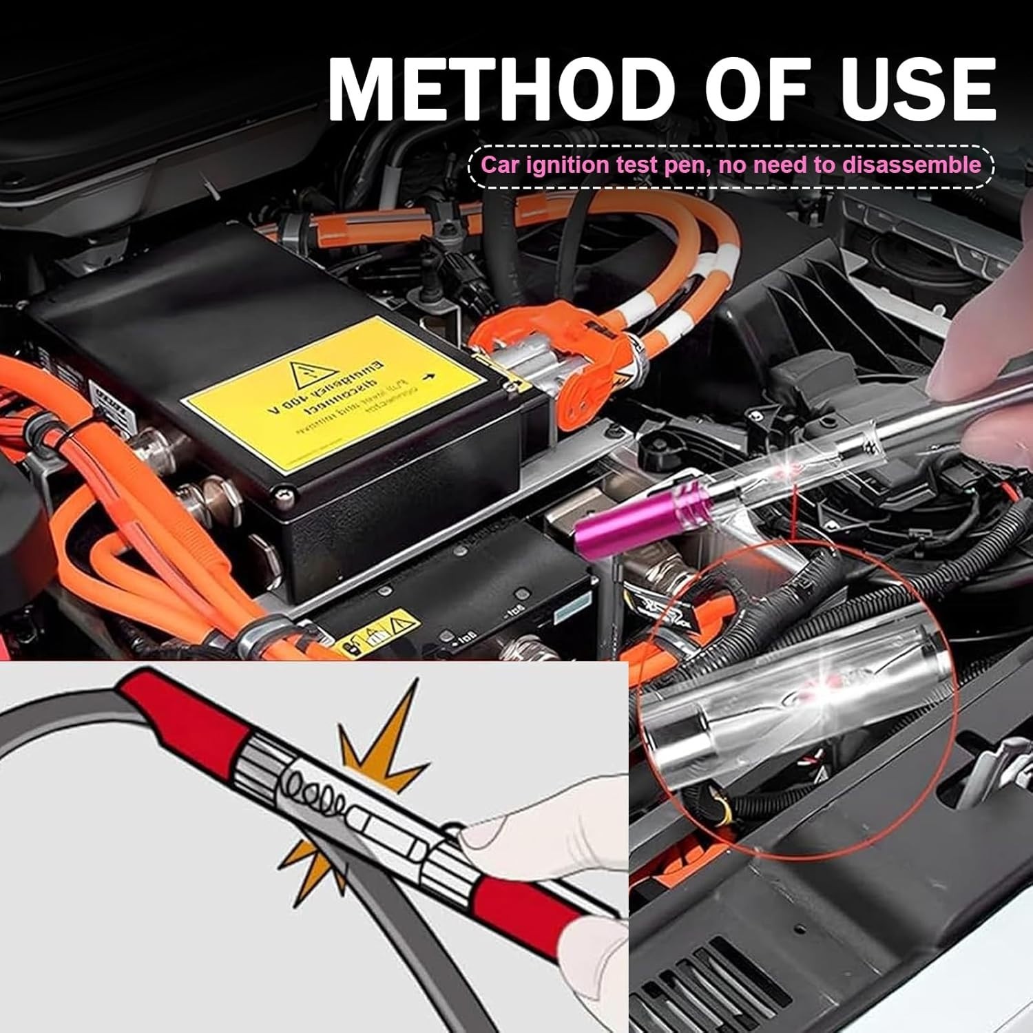 Universal Spark Plug & Ignition Coil Tester - High-Voltage Diagnostic Tool fo...