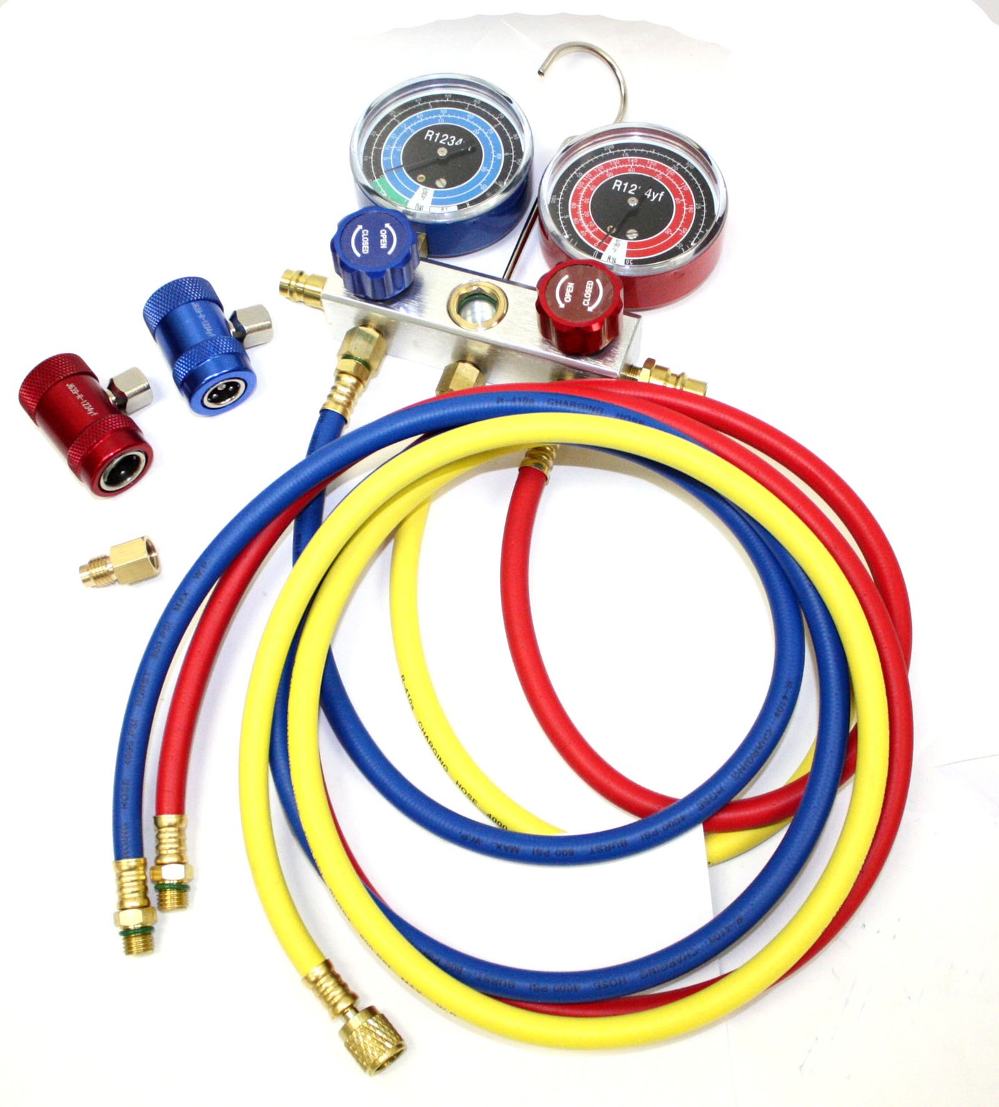 Auto R1234yf Refrigerant Manifold Gauge Hoses Kit Charging Service Diagnostic AC