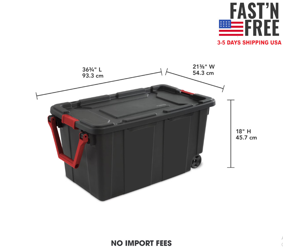 Sterilite Extra-Large Wheeled Industrial Storage Bin, 40 Gallon Durable Plastic
