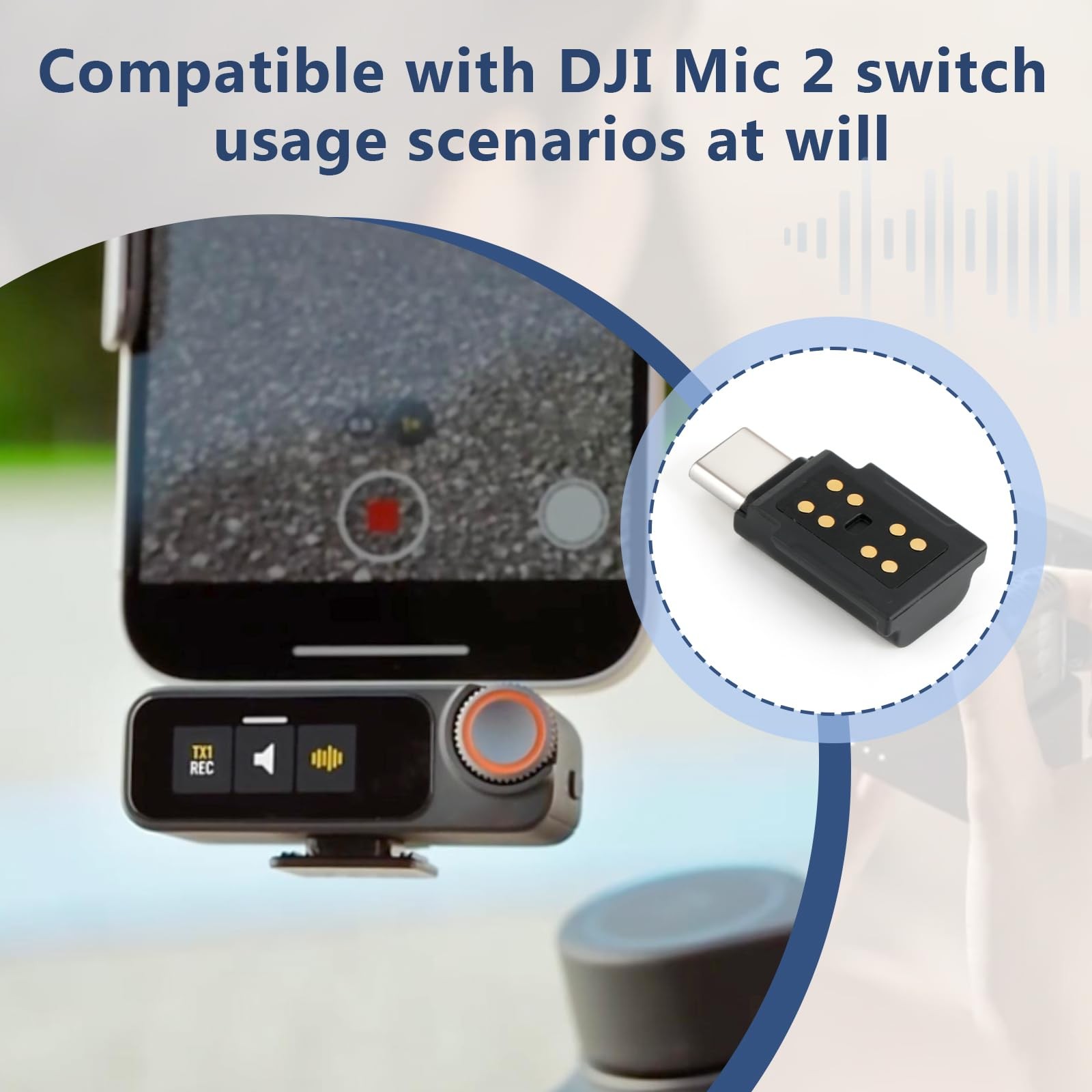 for DJI MIC 2 Adapter Type-C Phone Wireless Microphone Receiver Mic Black