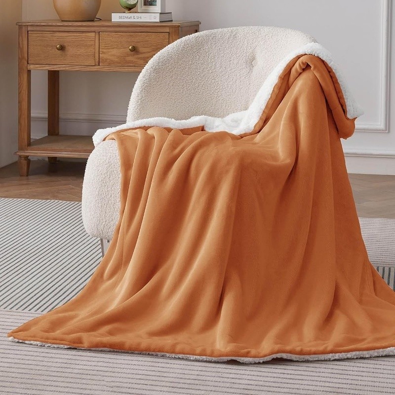 Cozy Reversible Sherpa Fleece Throw Blanket Warm Soft Durable Gift Ready New