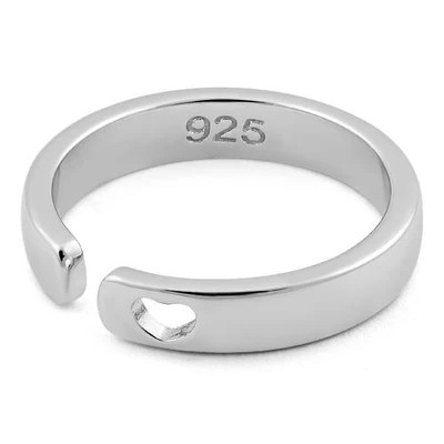 925 Sterling Silver Heart Cut Semi Band Ring
