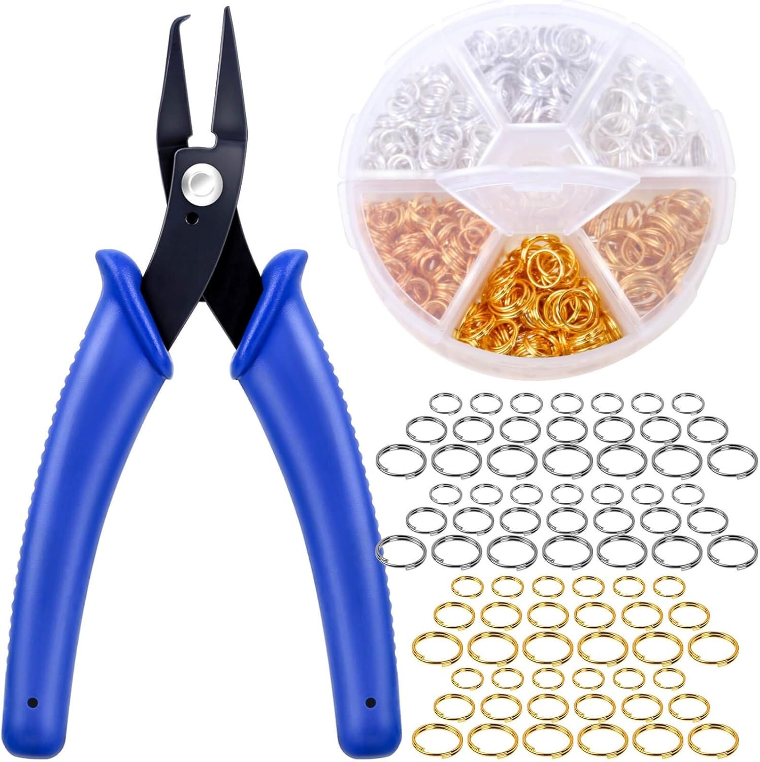 Split Rings for Jewelry Making, 700pcs Small Split Ring with Split Ring Plier...