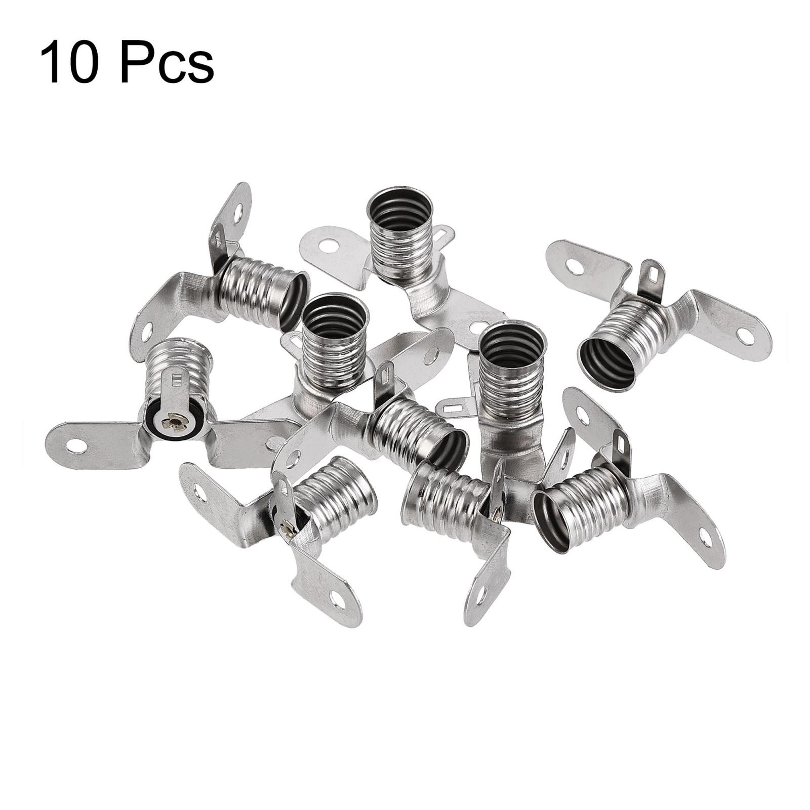 E10 Lamp Socket 30VDC 0.5A Bulb Holder Screw Base with Mounting Bracket 10pcs