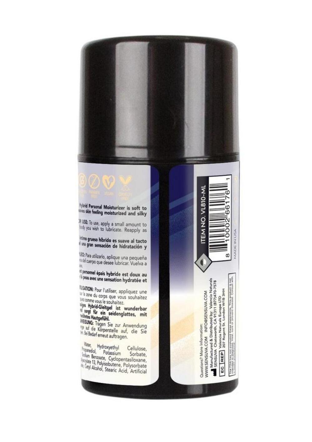 Sensuva Ultra-Thick Anal Hybrid Personal Moisturizer Lubricant High Ph Formula O