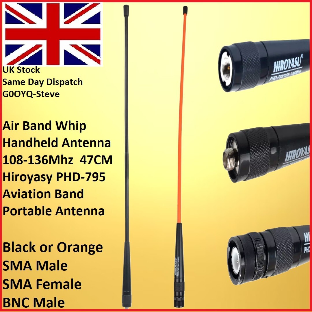 Airband VHF Antenna BNC SMA Female Male AOR Uniden Icom Whistler Quanshang NEW
