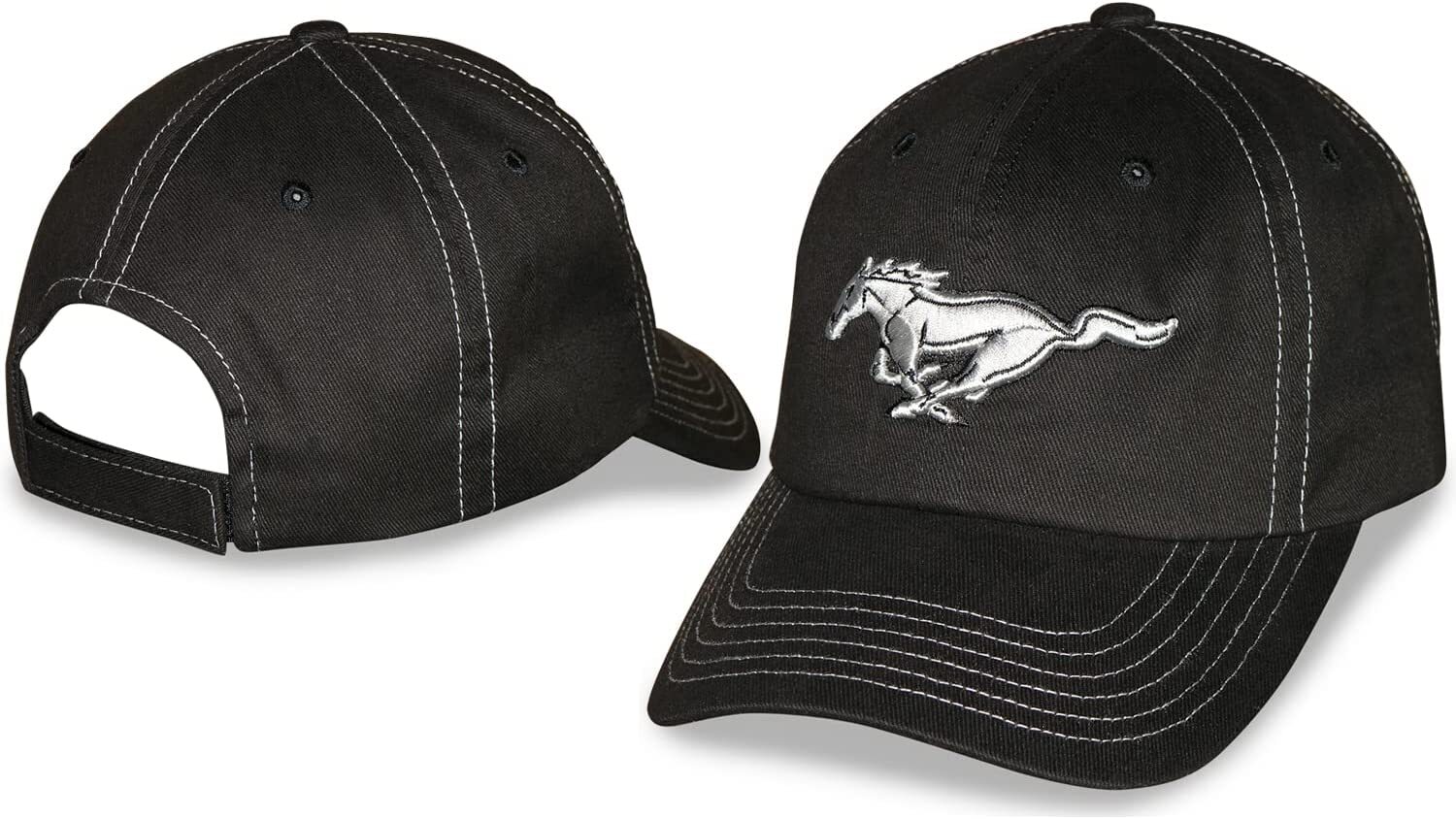 Ford Mustang Pony Logo Baseball Cap Car Auto Racing Hat Black Official Licensed