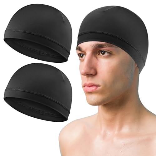 2 Pcs Men Skull Caps Beanie Multifunctional Sleep Hats Breathable 0 Black