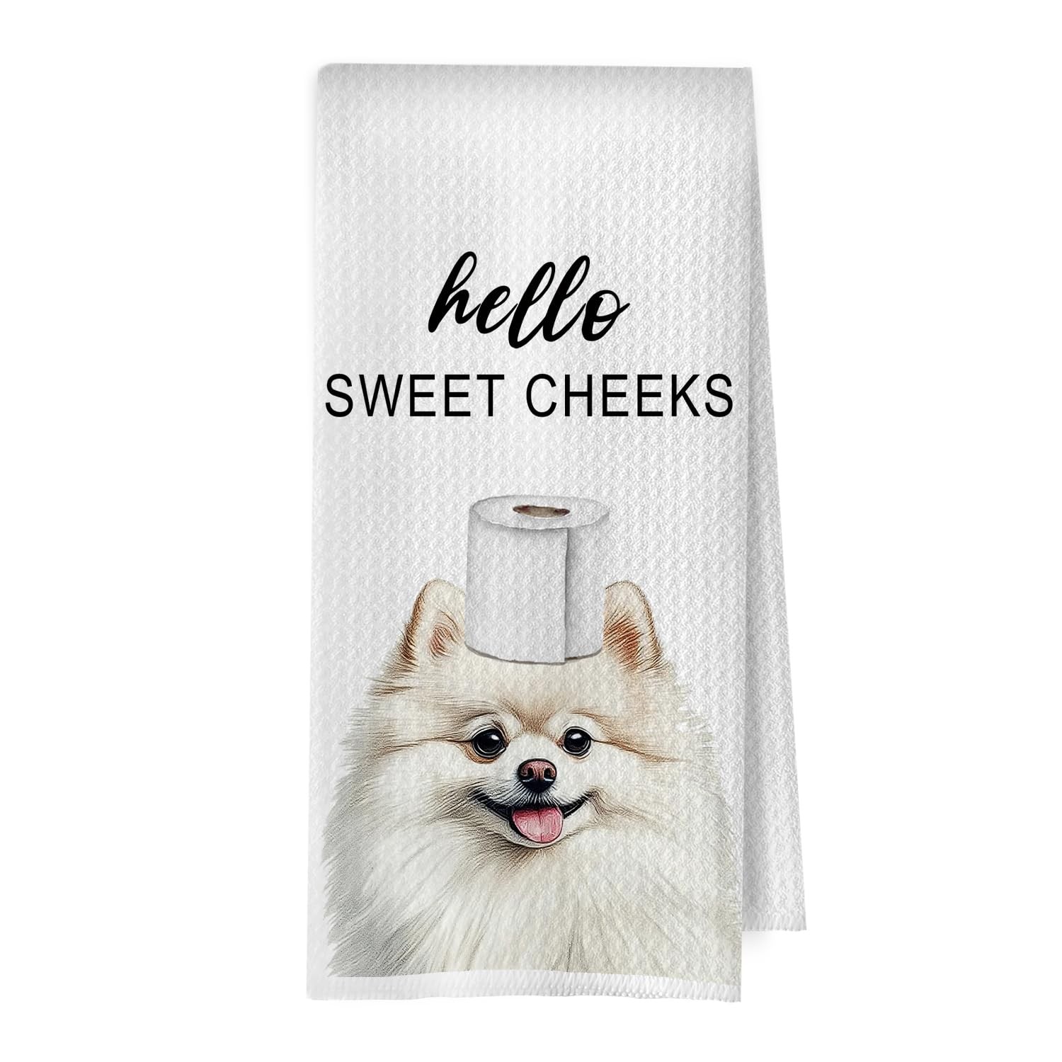 Funny Pomeranian Bathroom Decor - Pomeranian Gifts Waffle Decorative Hand Tow...