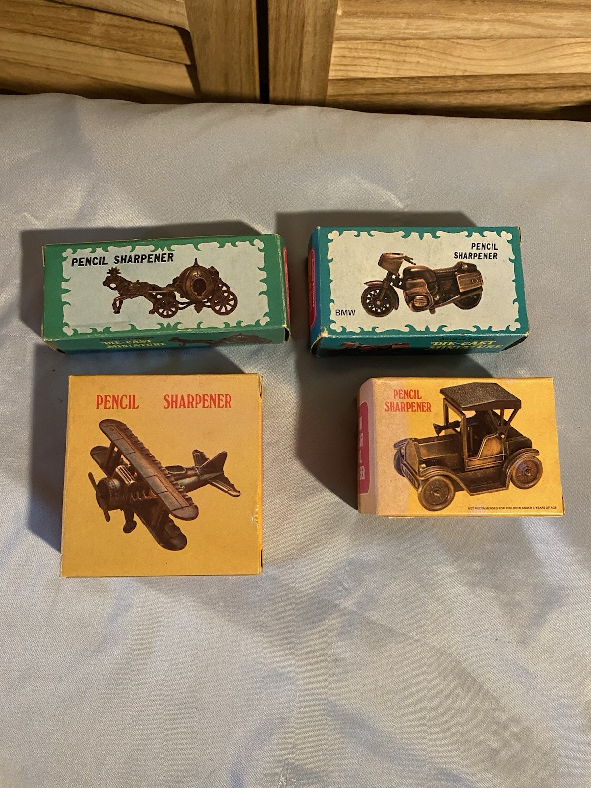 Lot of  4 Vintage Die Cast Metal Pencil Sharpeners Mini Collectibles In Boxes