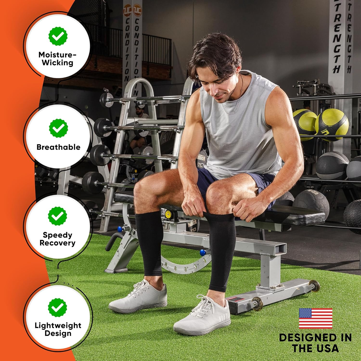Calf Compression Sleeves for Men and Women - (1 Pair) Footless Compression Socks