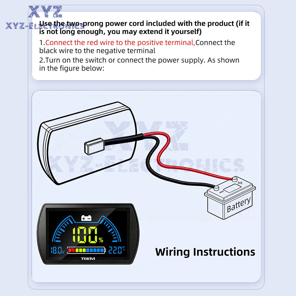 Digital Voltage Power Indicator Temperature Sensor Two-Wire Battery Level Meter