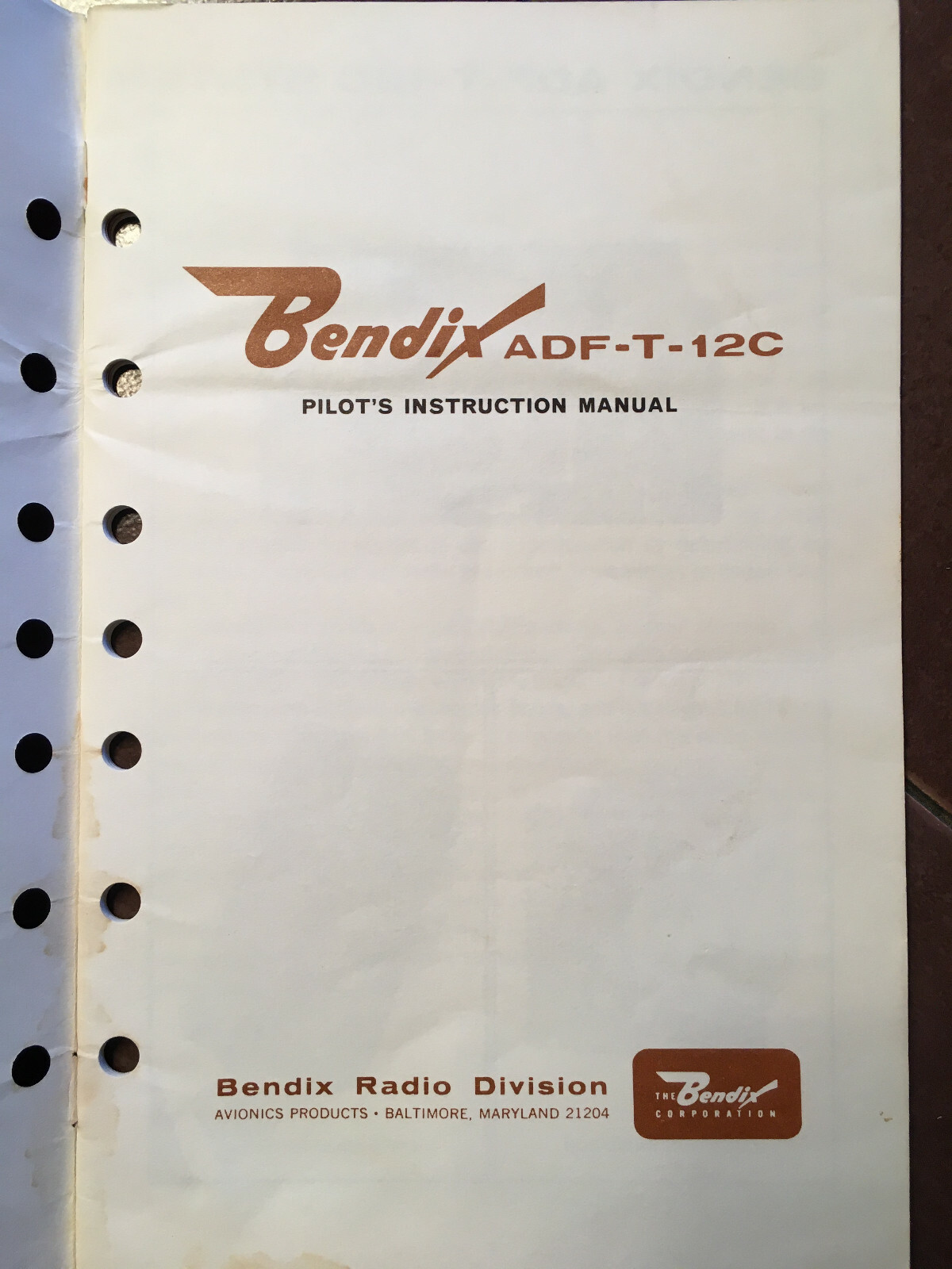 Bendix ADF-T-12C Pilot's Guide Manual