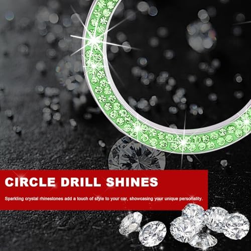 Car Bling Engine Start Ring Decal, Sparkling Rhinestone Car Push to Light Green