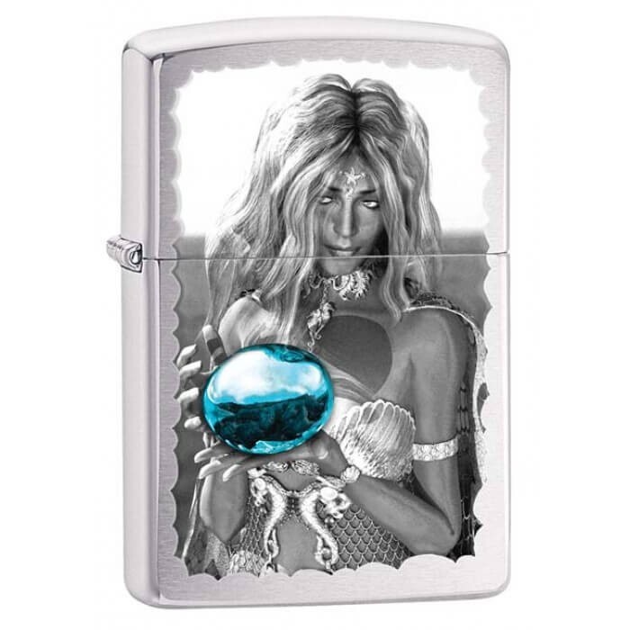 Zippo Mermaid and Orb Brushed Chrome 28651