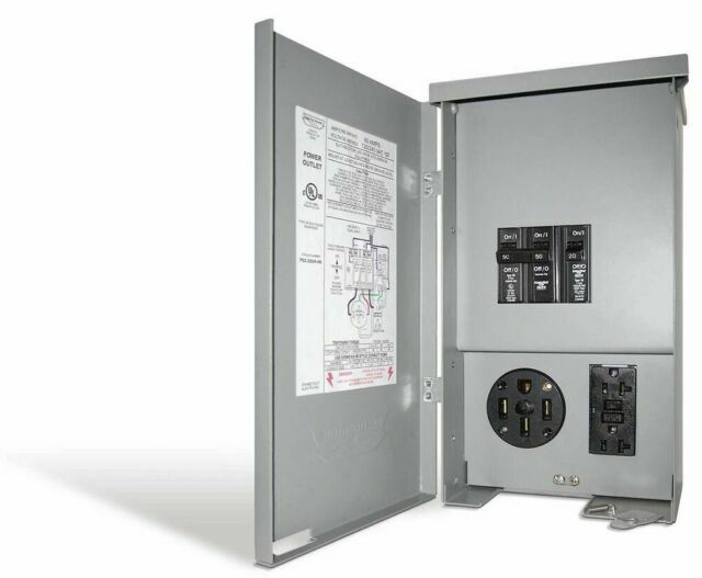 RV Camper Electric 60 Amp Panel Outlet 50 Amp Receptacle Breakers GFCI Duplex