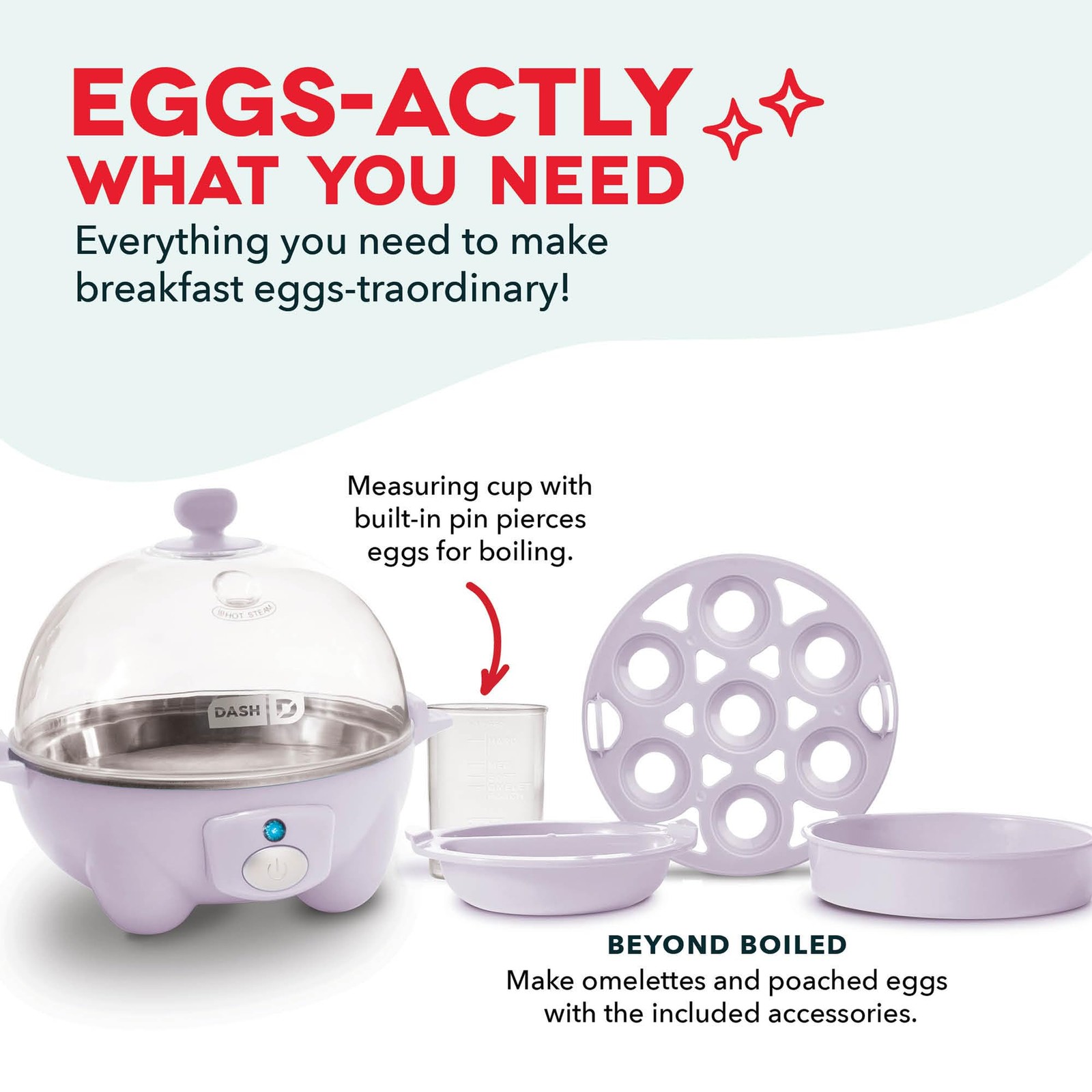 Dash Rapid Egg Cooker - Boiler, Poacher & Steamer - Includes 7 Eggs, Lavender