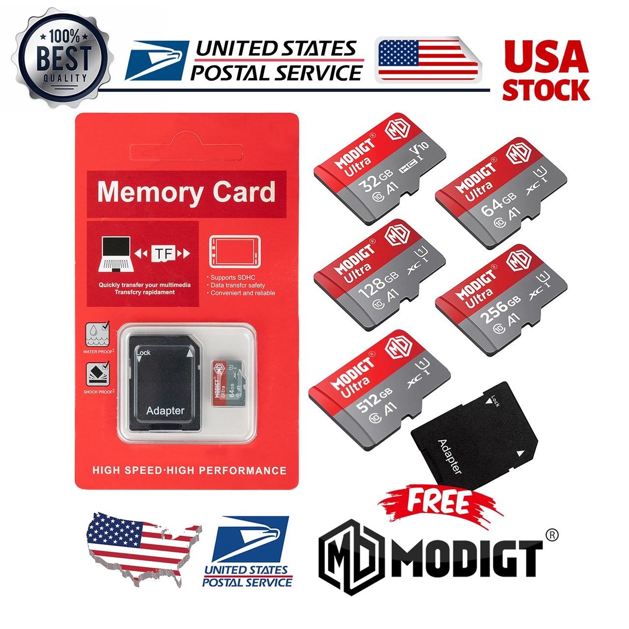 Micro SD Card 32GB 64GB 128GB 256GB Micro SD TF Memory Card Adapter lot