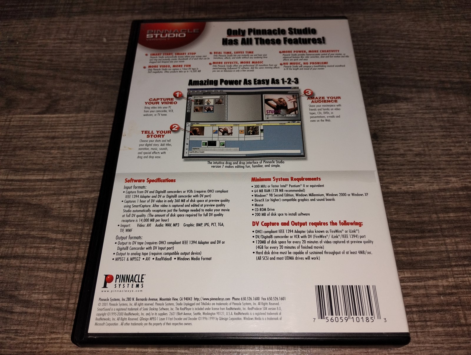 Pinnacle Studio Version 7 PC CD-ROM Pinnacle Systems 2001 with Serial Windows XP