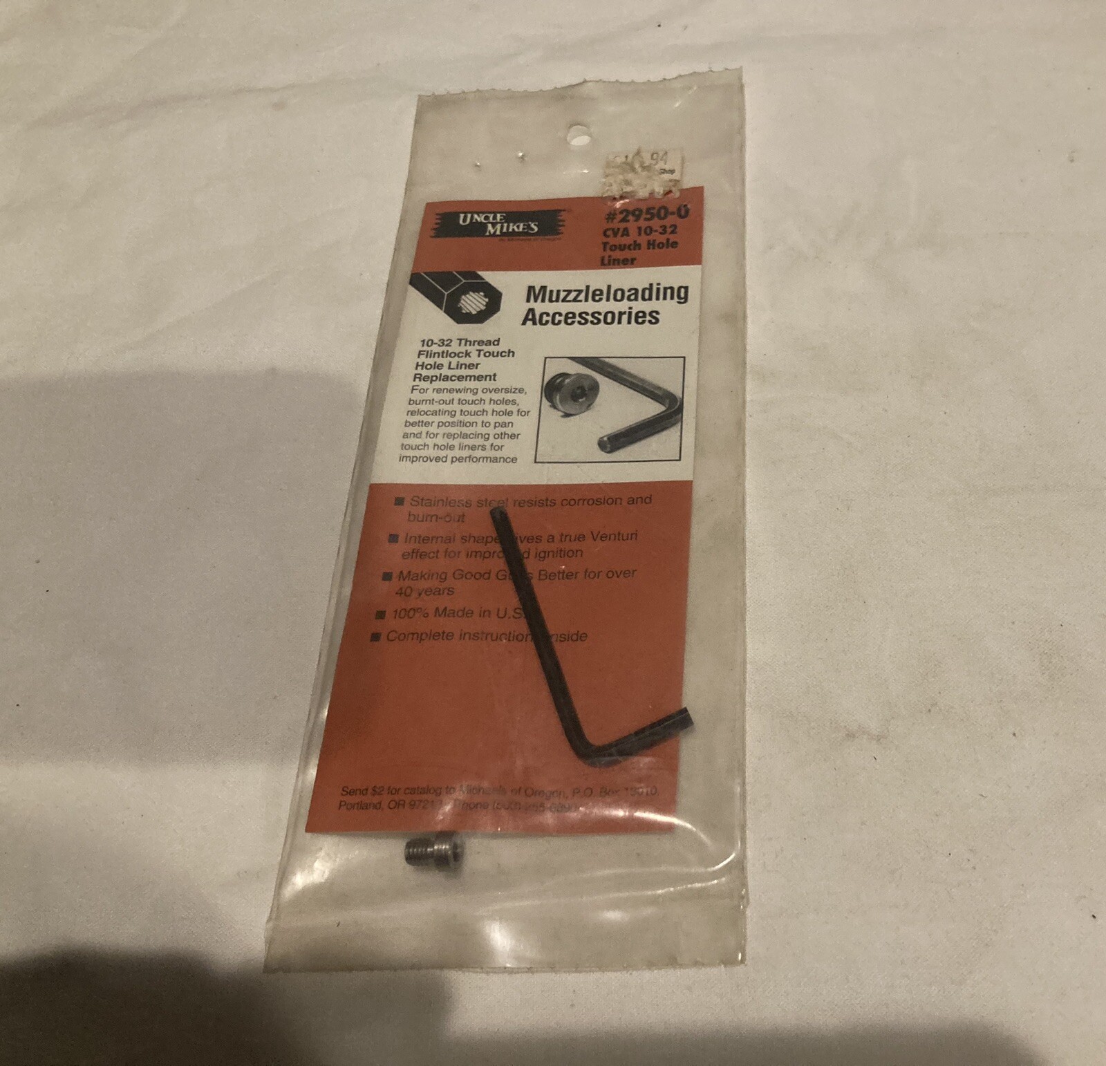 Uncle Mikes Muzzleloading Accessory 10-32 Thread Touchhole Liner Replace 2950-0
