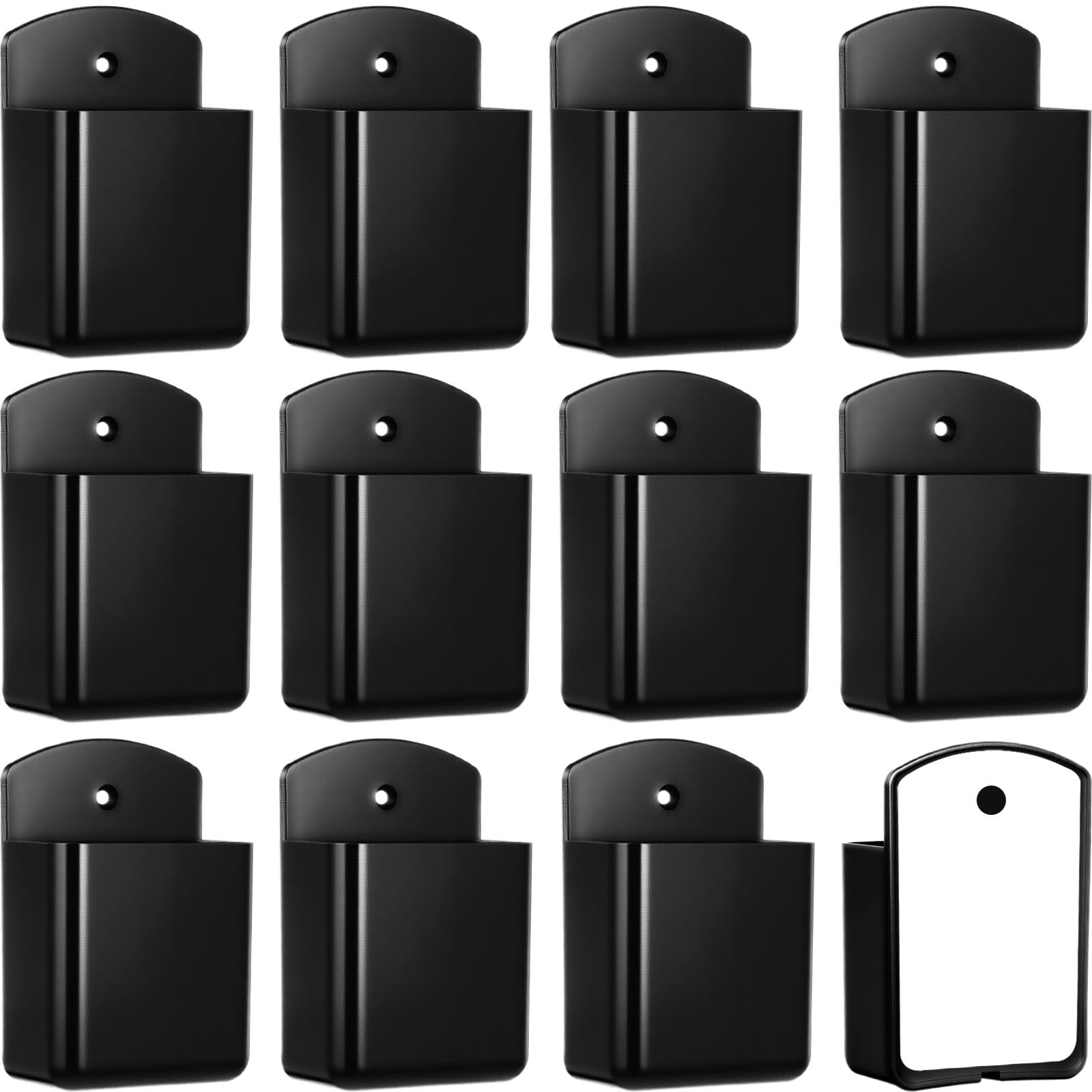 12 Pcs Remote Control Holder Wall Mount Self Adhesive TV Controller Black