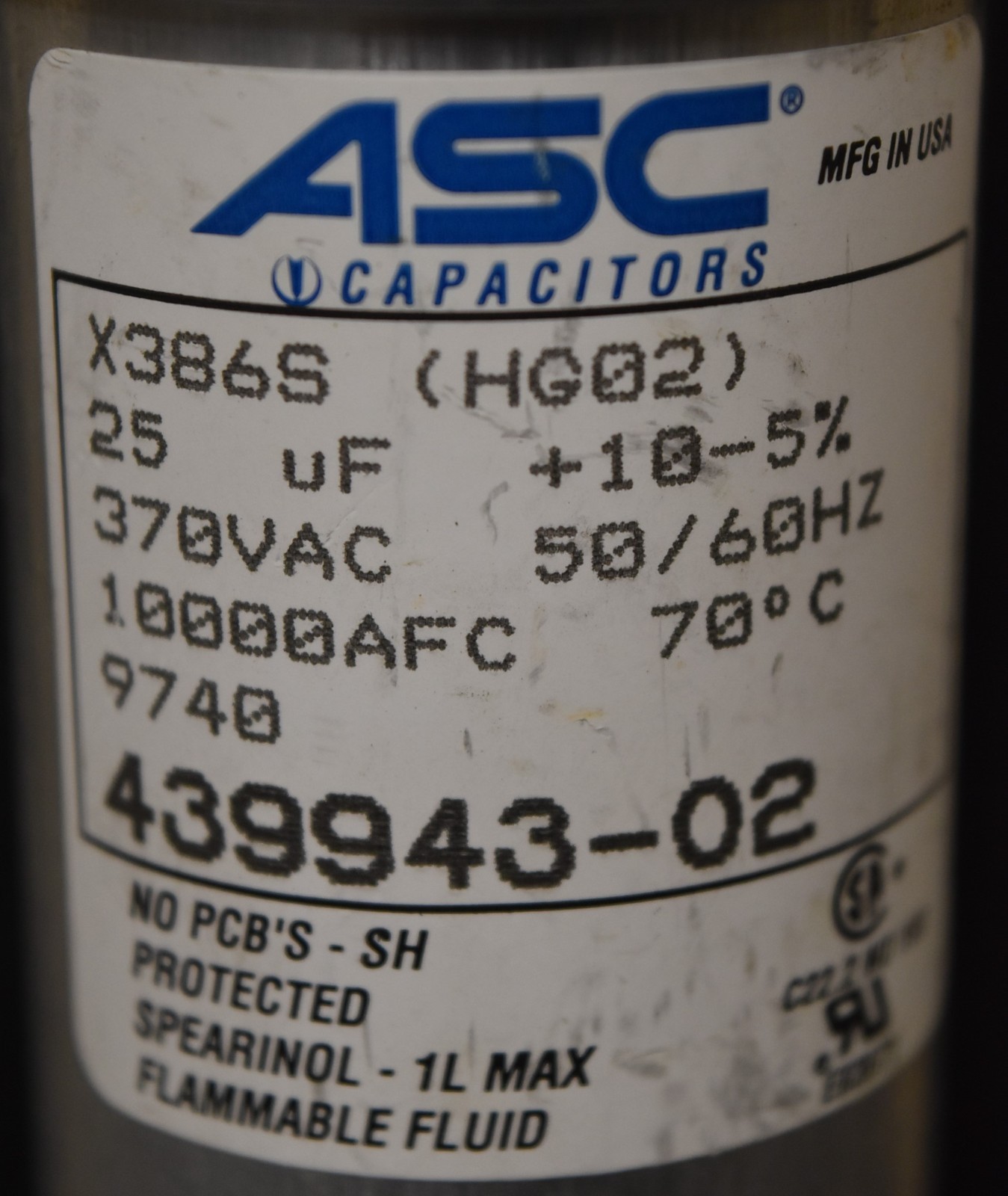 HOSHIZAKI RUN CAPACITOR 439943-02