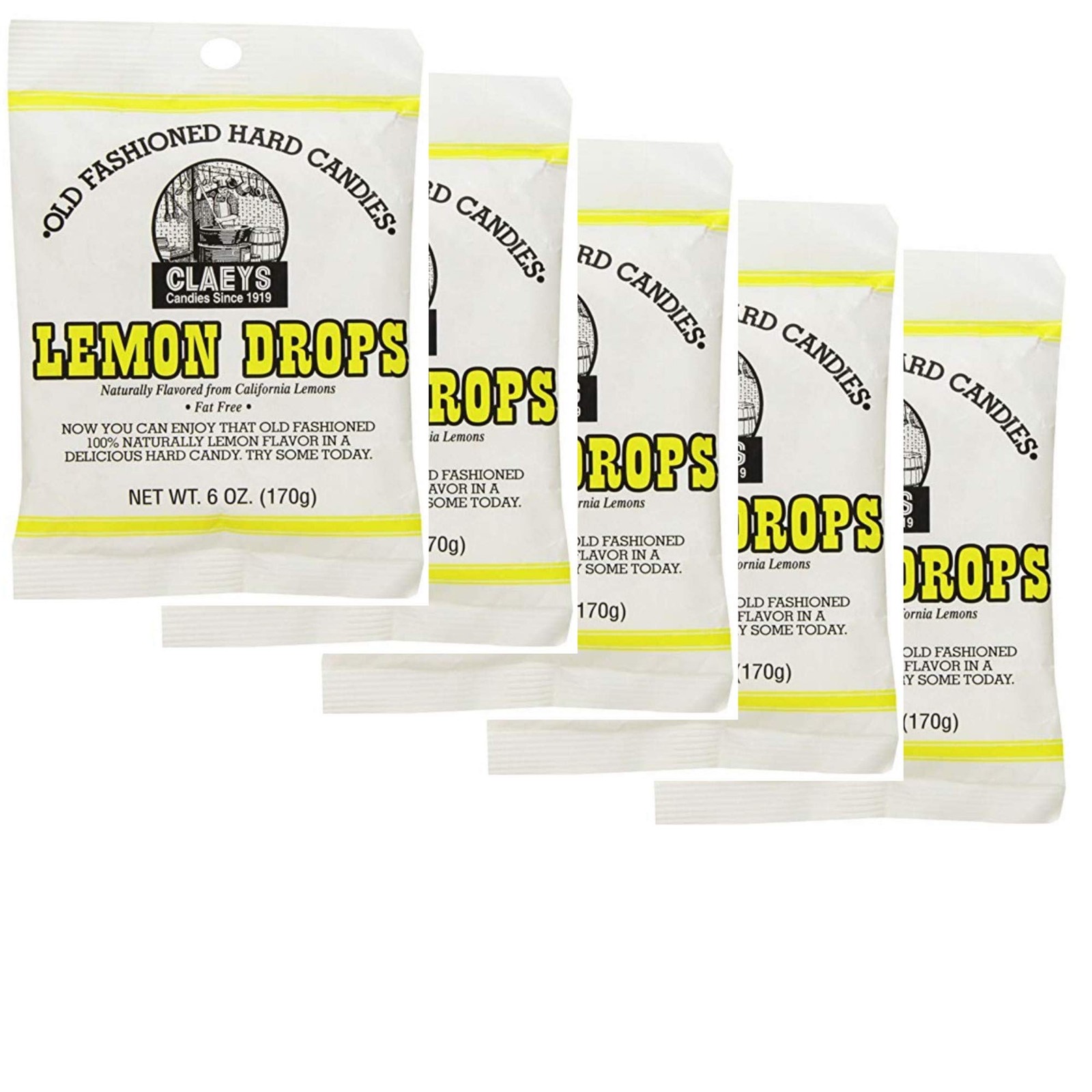 Claey's Old Fashioned Hard Candy Lemon, 6 Ounce 6.0 (Pack of 5), Yellow