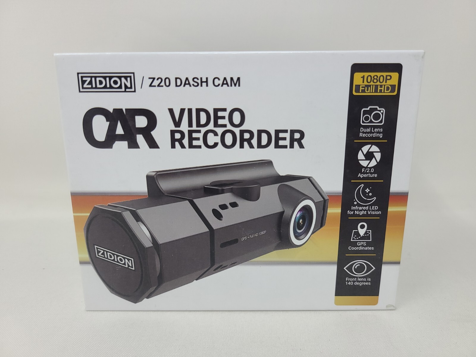 Brand NEW Zidion Z20 Dash Cam 1080p HD Dual Lens Recording & Dual Screen Show