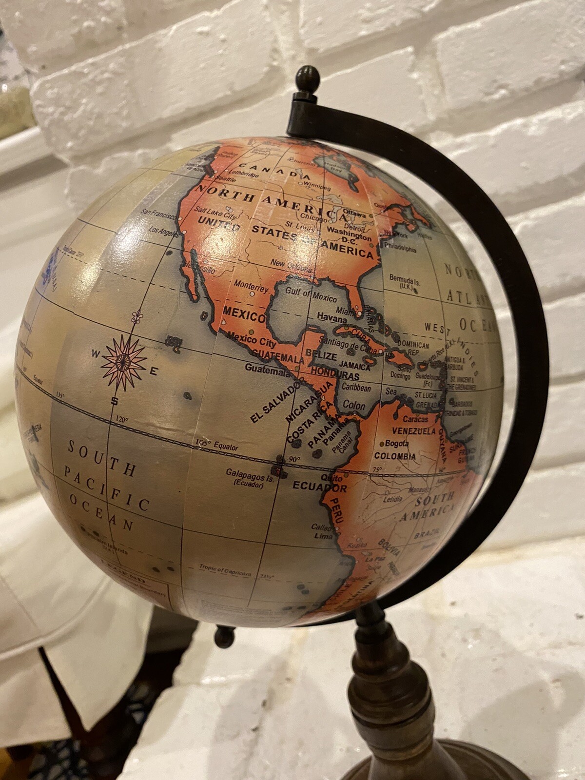 Vintage Small World Table Globe 15.5”
