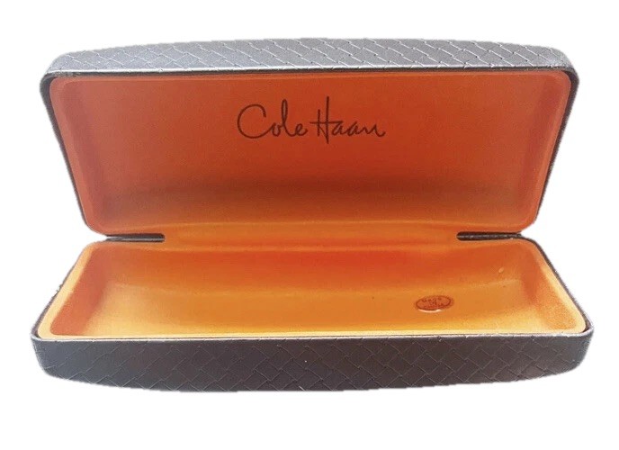 Cole Haan Sunglass Hard Case Designer Faux Leather w Orange Felt Interior