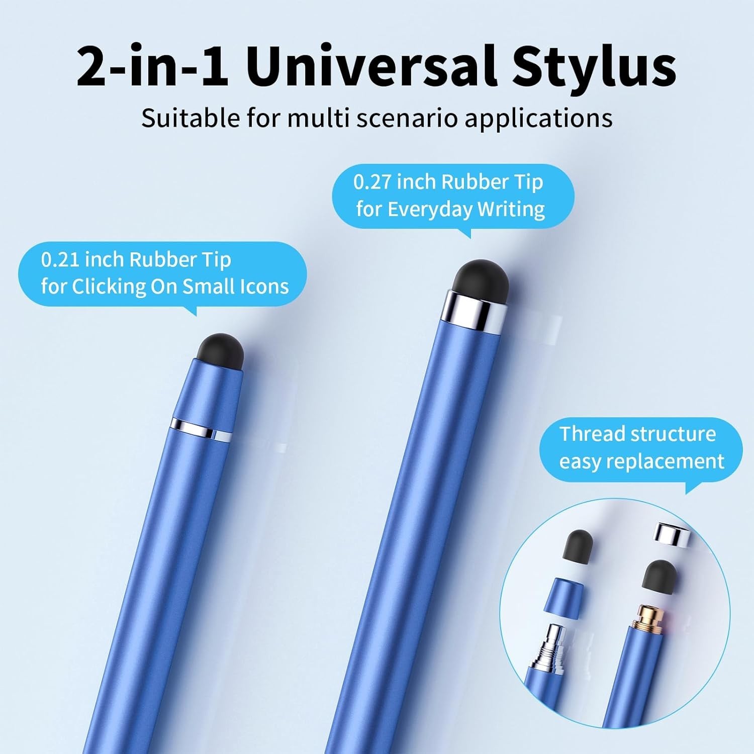 Lightweight Dual-Ended Stylus Pen for iPad/iPhone/Android - No Battery Needed