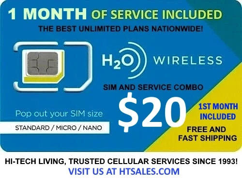 SALE!!! H2O SIM Card  ▶▶ with $20 UNLIMITED TALK/TEXT/3GB PLAN! ✅ A GREAT DEAL!!