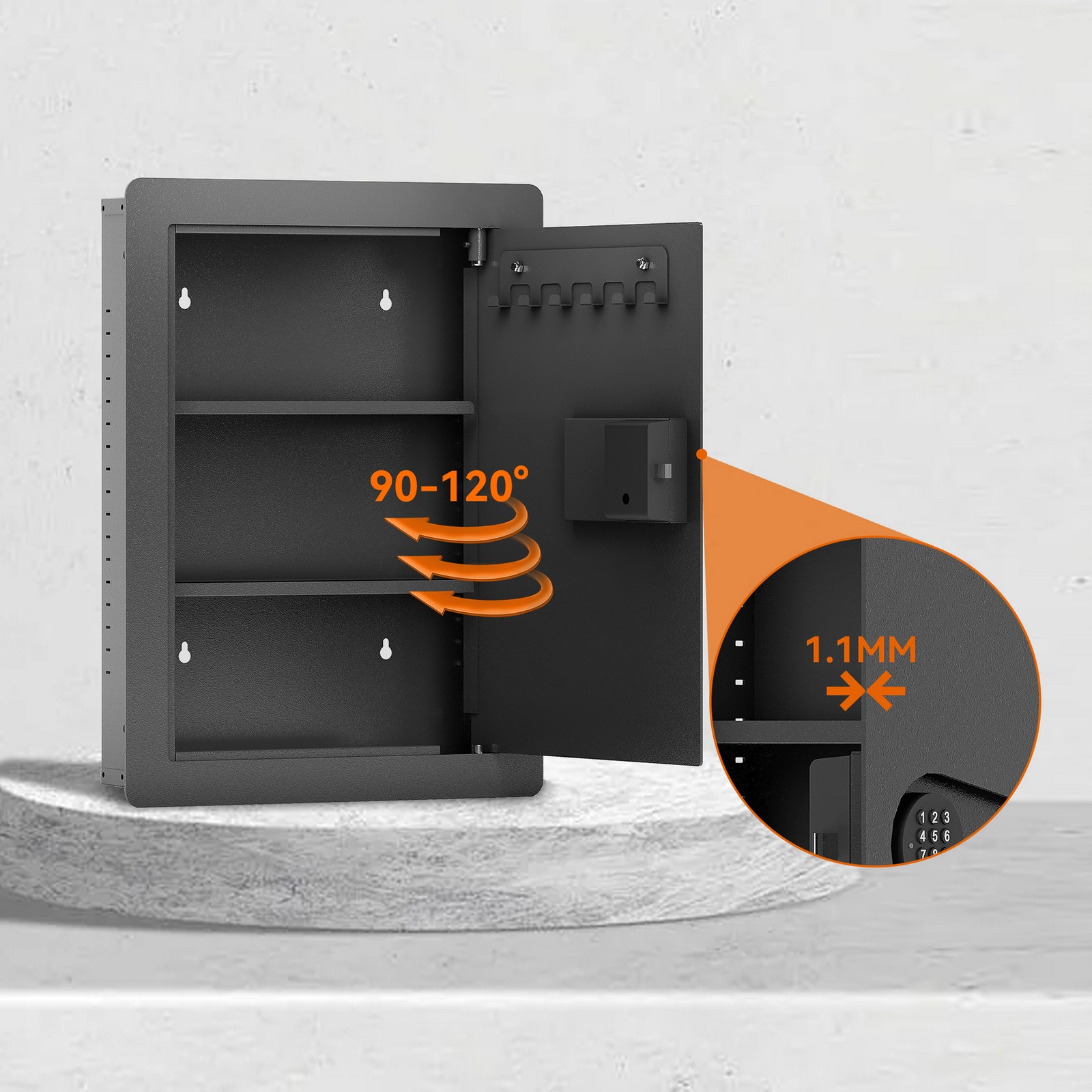 Wall Hidden Digital Keypad Flat Safe Box Fireproof Firearm Valuables Documents