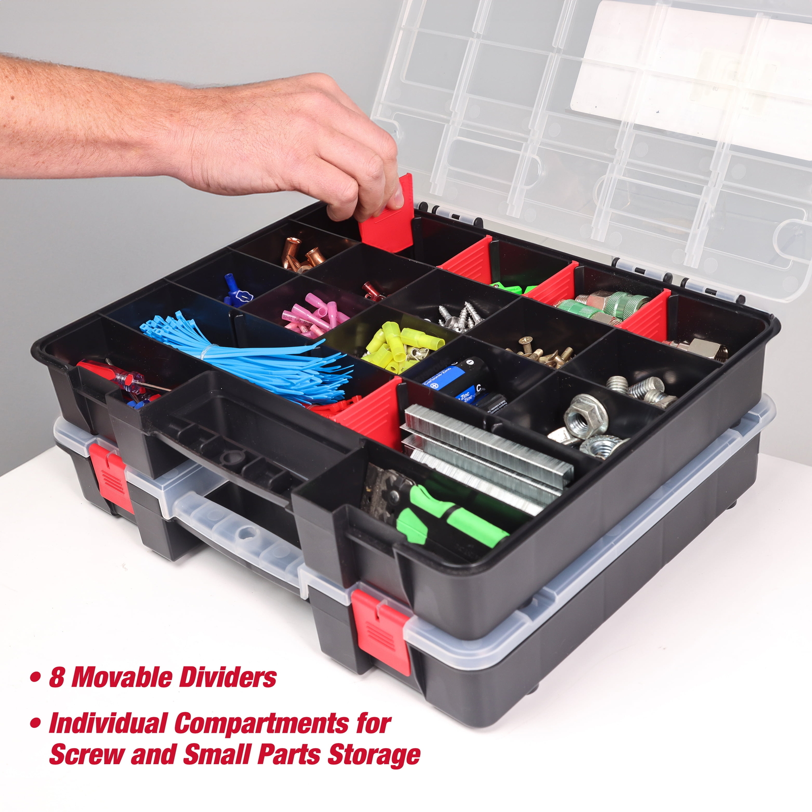 2-Pack Organizer, Stackable Plastic With 8 Movable Dividers, 93512638