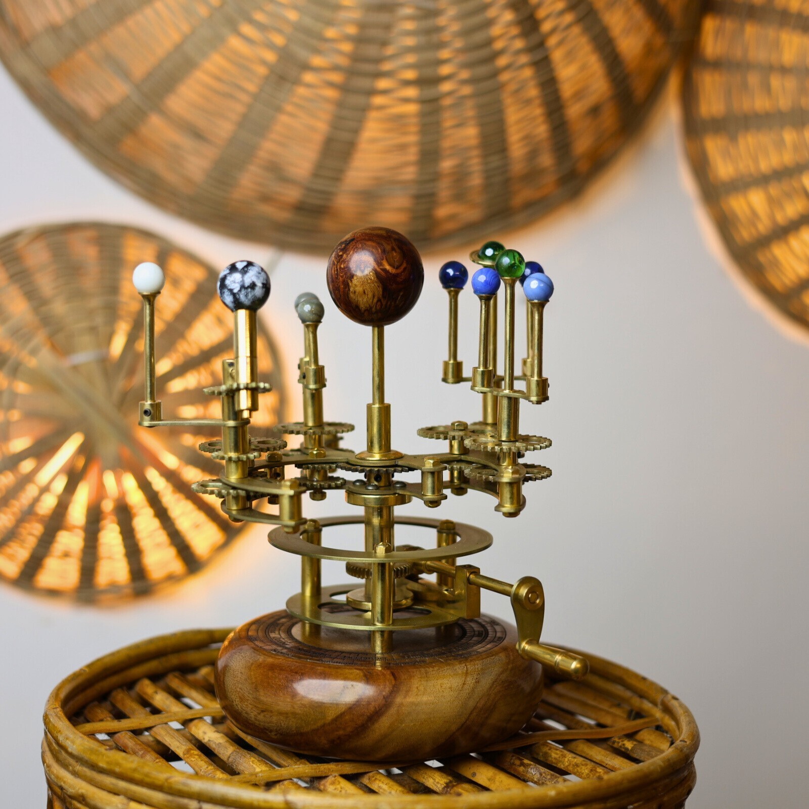 Luxury Decor Piece for Book Shelves Brass and Steel Orrery