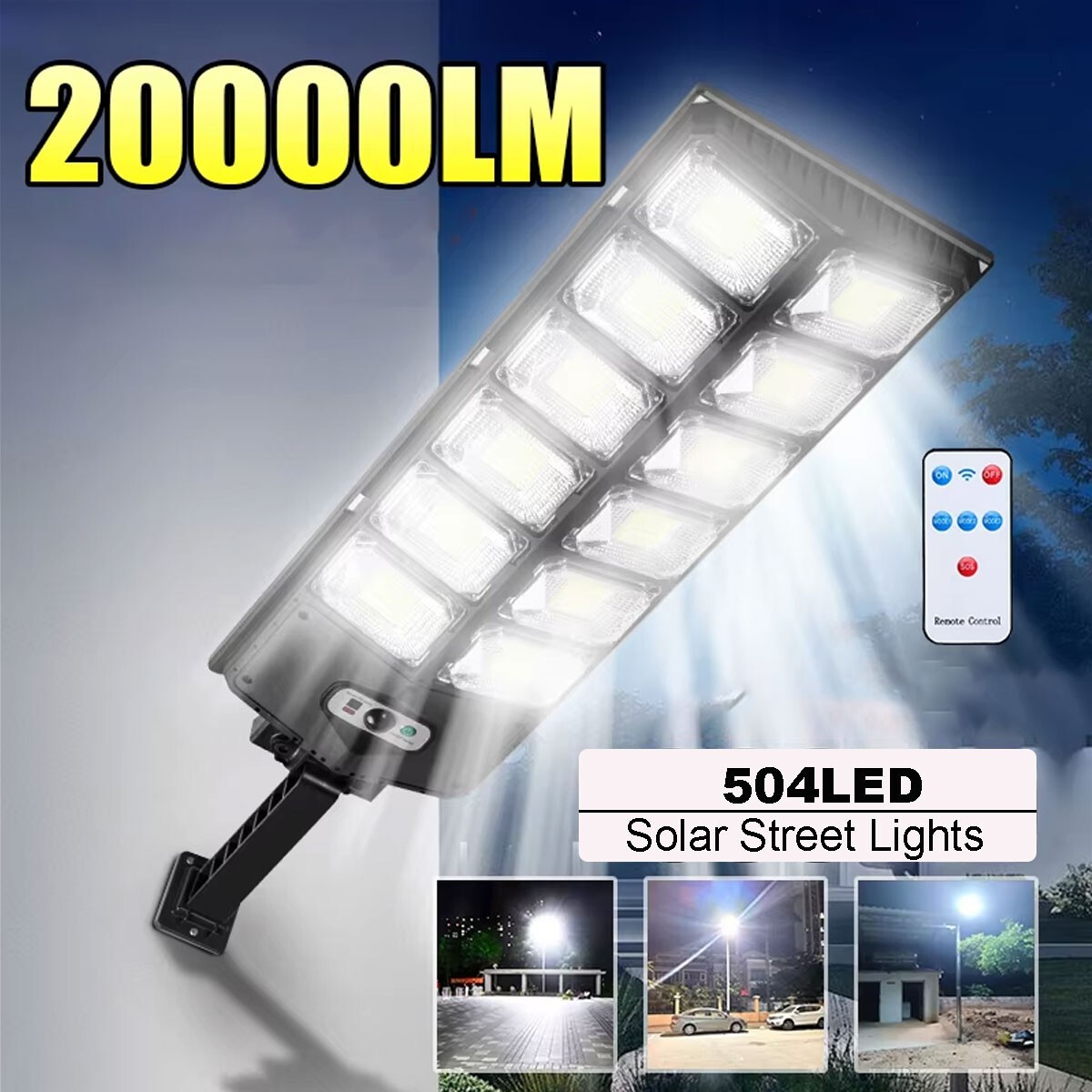 Commercial 1000000LM LED Outdoor Dusk to Dawn Solar Street Light Road Area Lamp