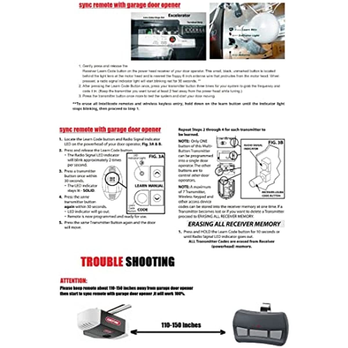 2-Pack For Genie GITR-3 OCDTR-3 Intellicode Remote Door Garage