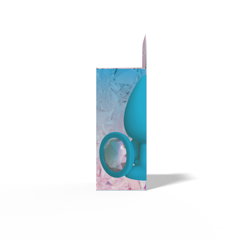 Gemma Clear Iridescent Gem Teal Silicone Plug - M