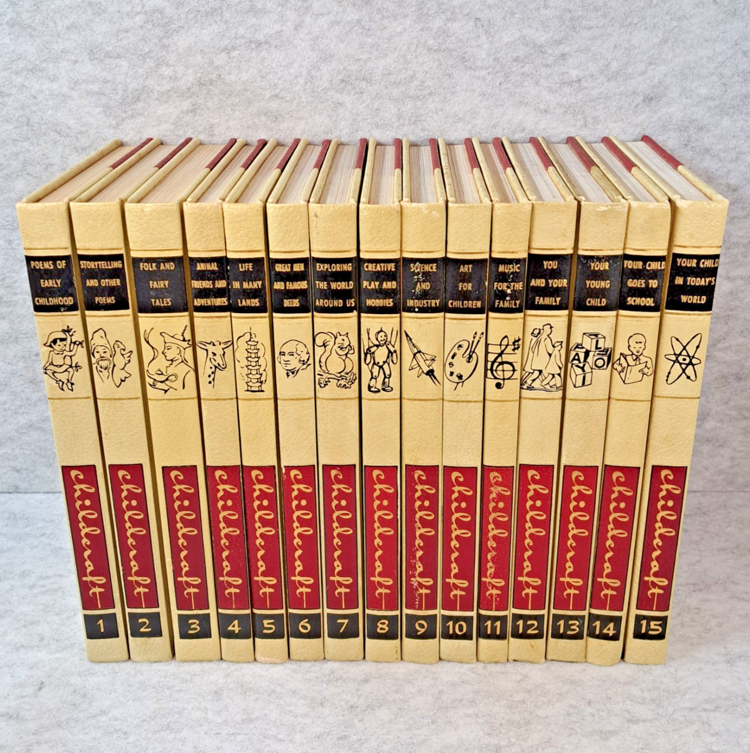 Vintage 1961 Childcraft in Fifteen Volumes Book Set Complete Set 1-15