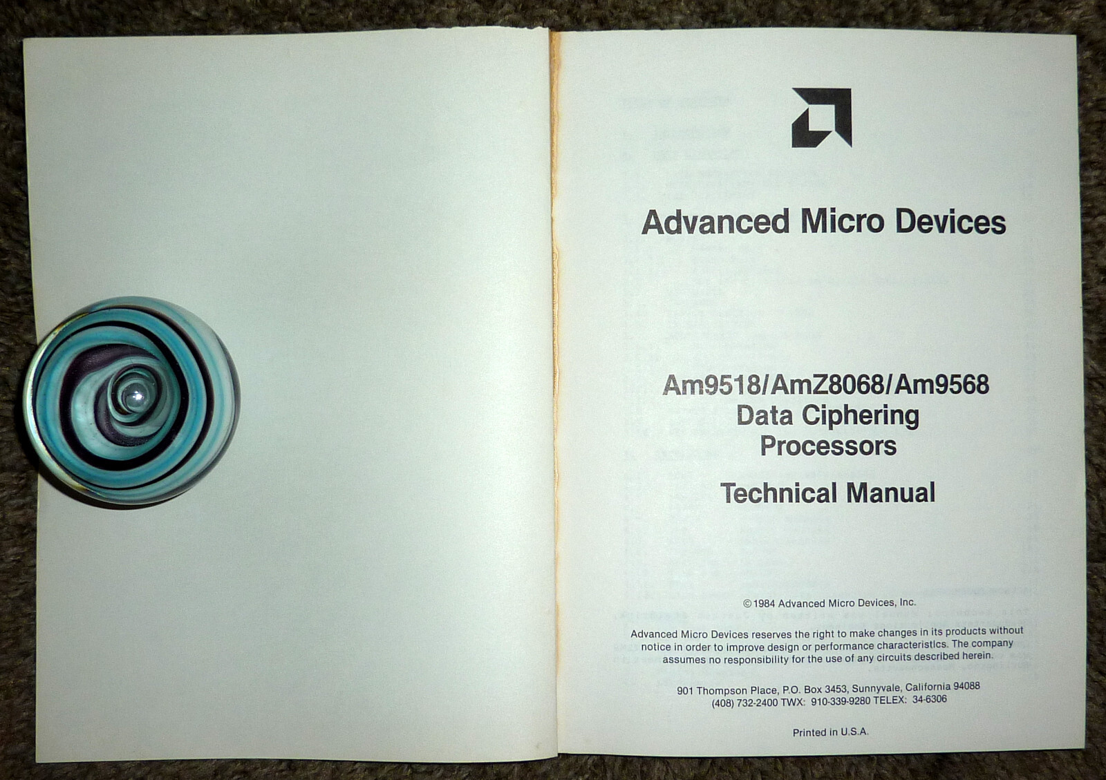 1984 AMD Data Ciphering Processors Am9518, Am9568, AmZ8068 Technical Manual