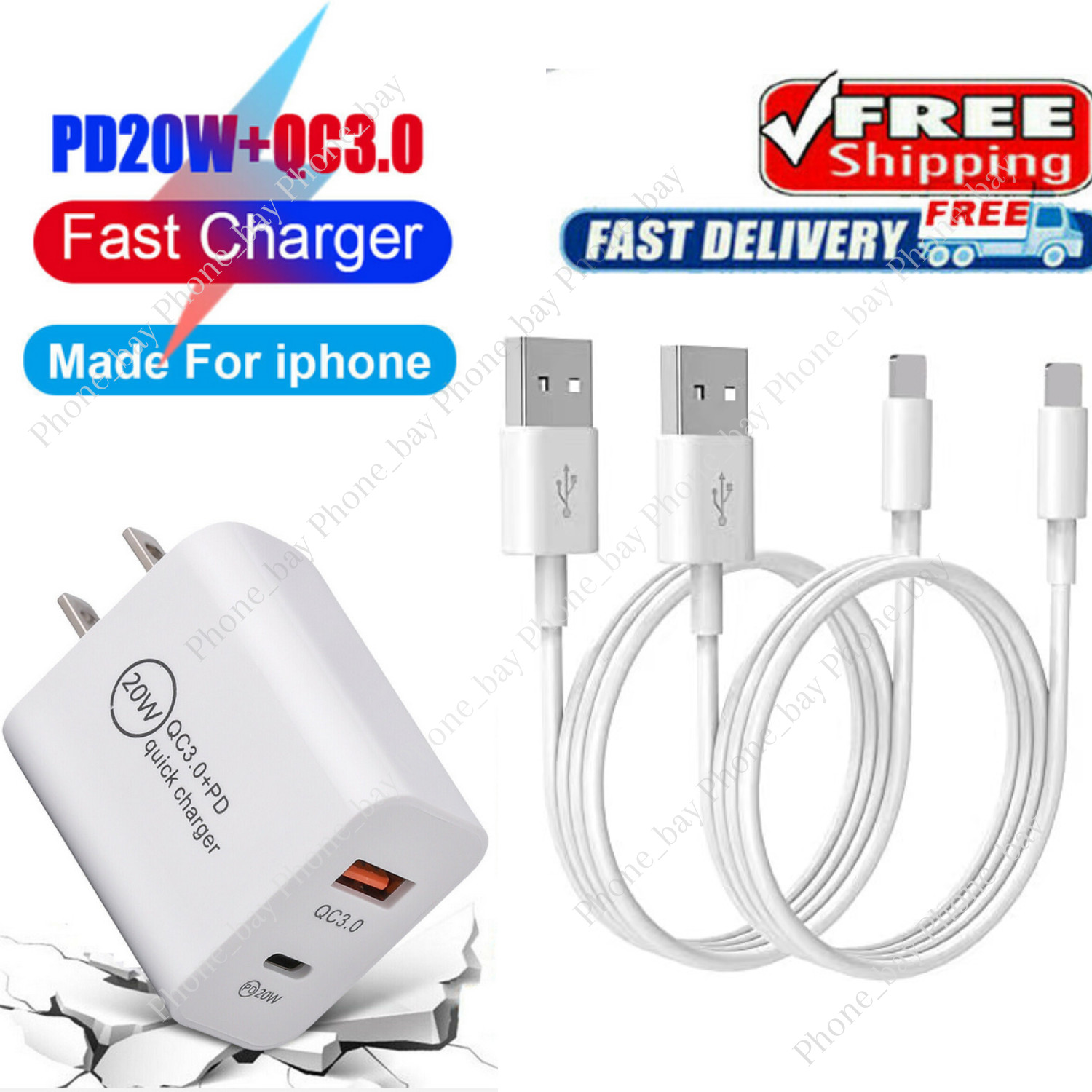 PD 20W USB Fast Wall Charger Power Adapter For iPhone 13/12/11 8 Pro Max iPads