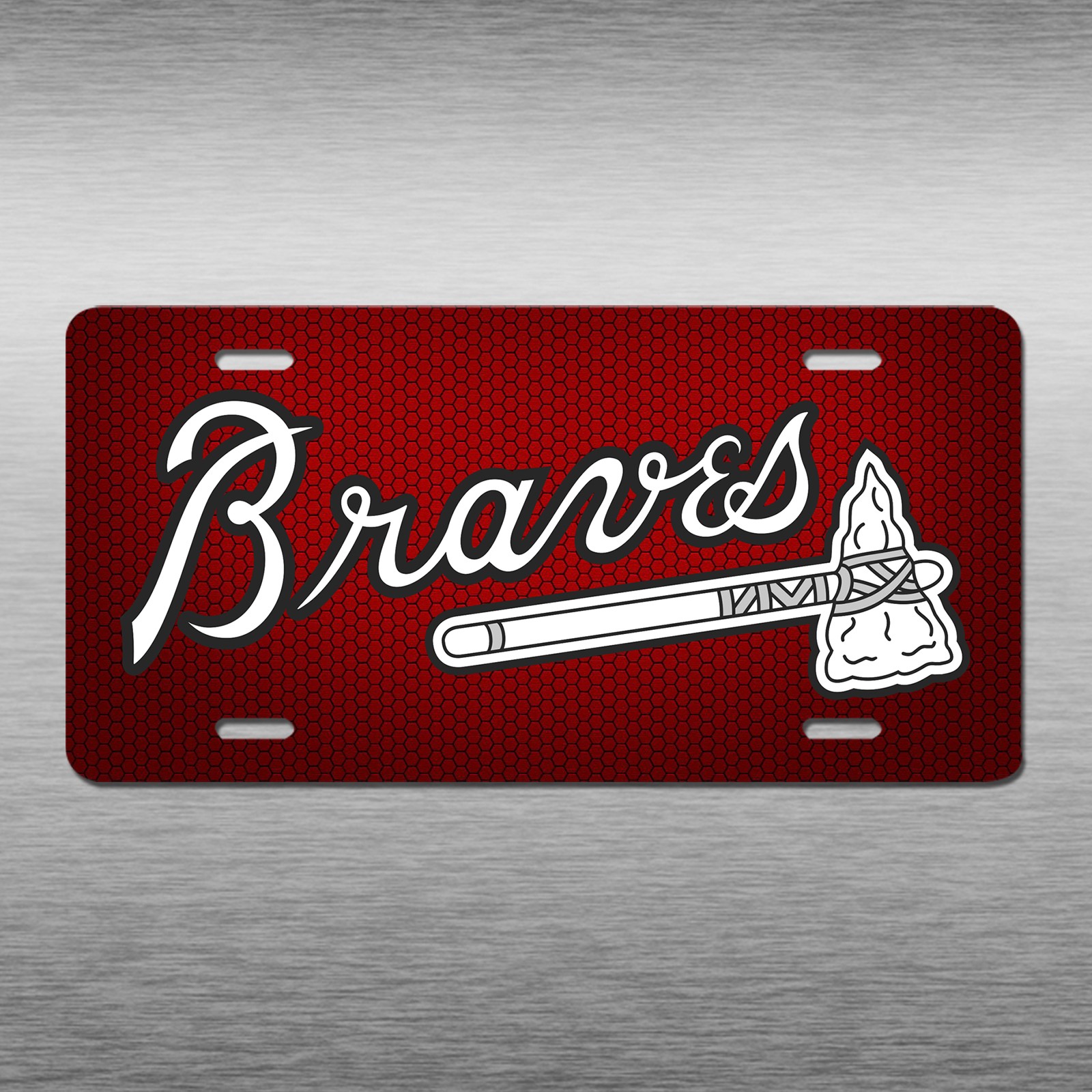 Inspired Novelty Art License Plate Atlanta Braves Red Sport Car Tag #2