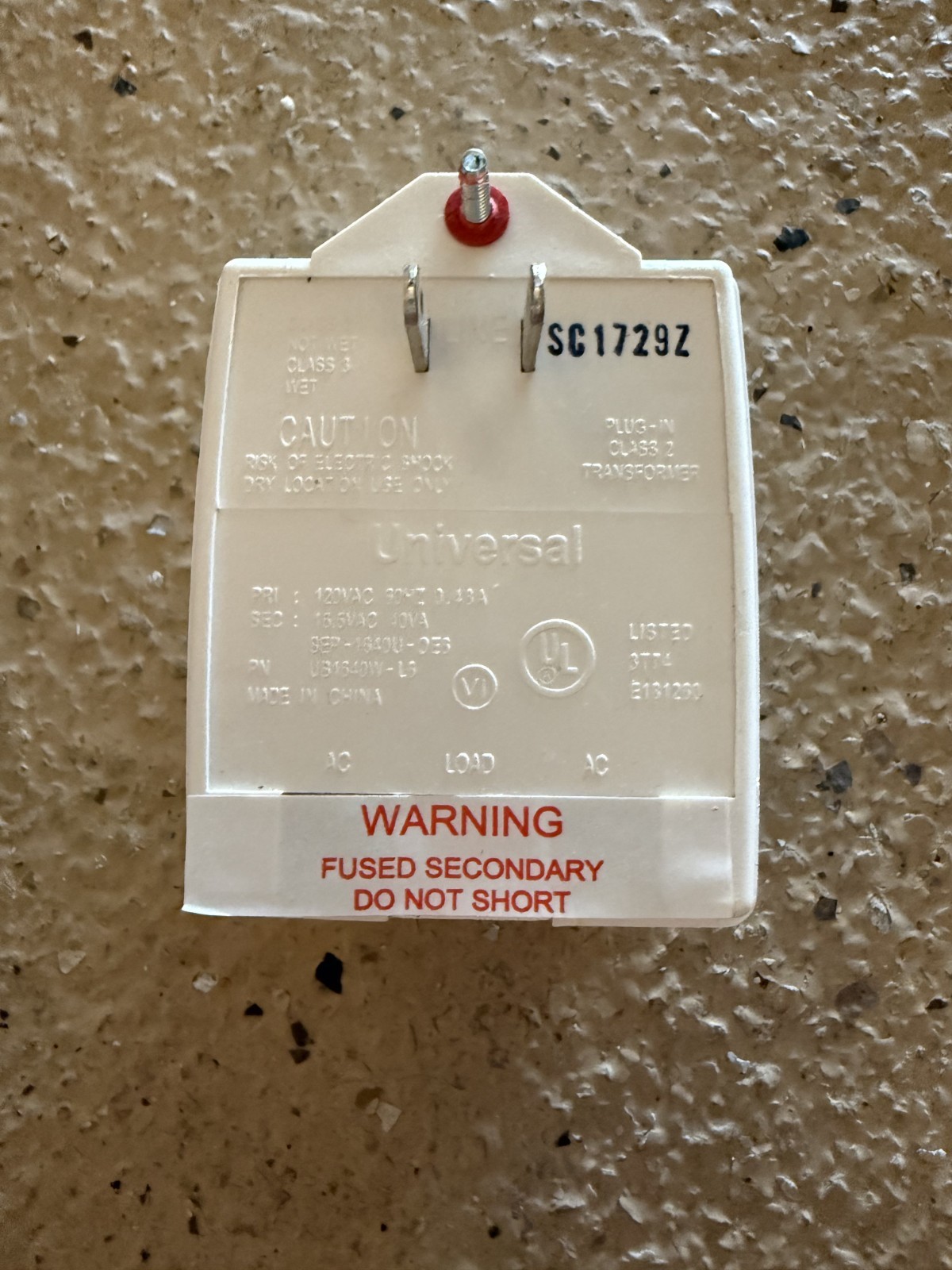 120 UPG VAC Transformer UBI64OW-L6
