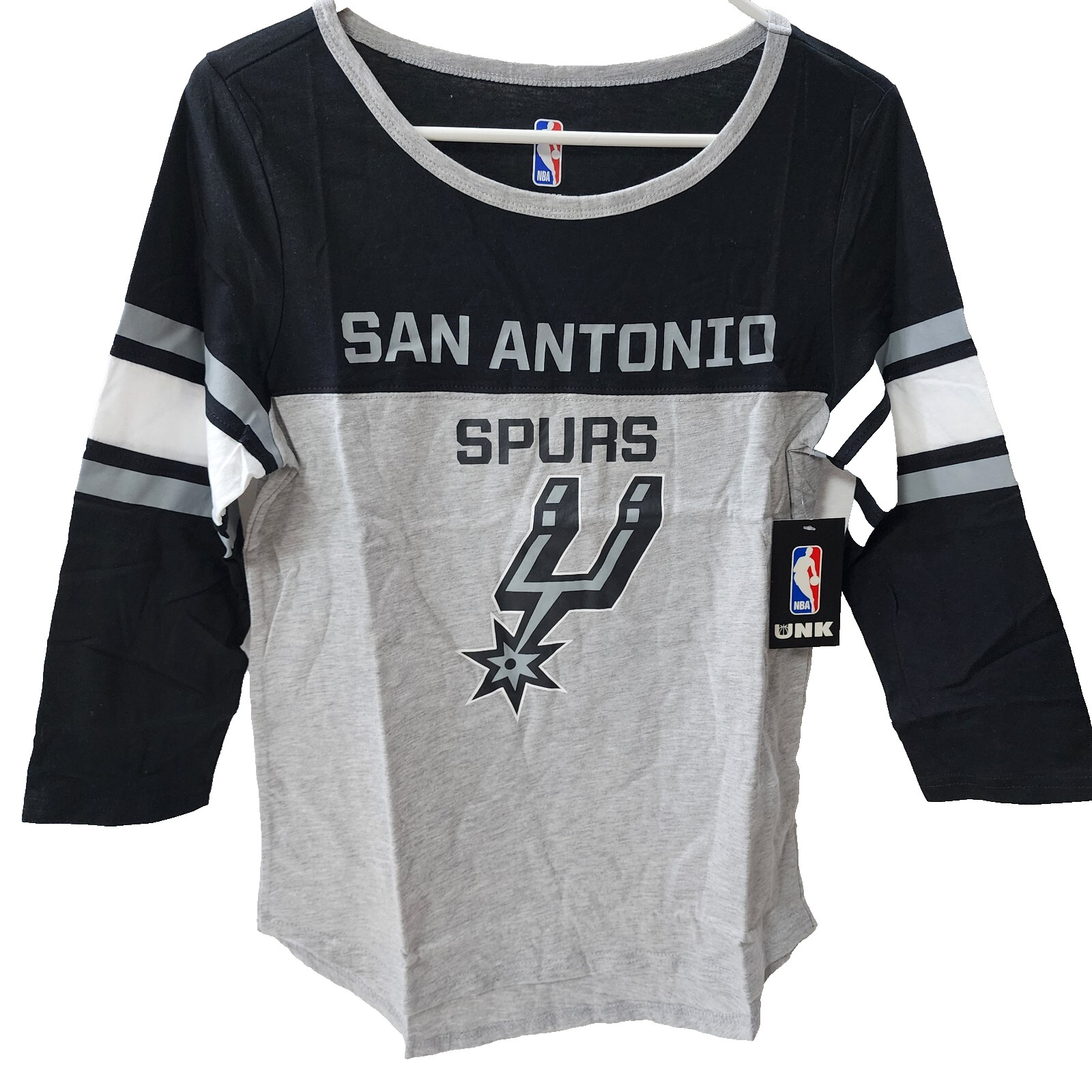 Ultra Game NBA San Antonio Spurs Womens 3/4 Sleeve Raglan T-Shirt,Heather Gray,M