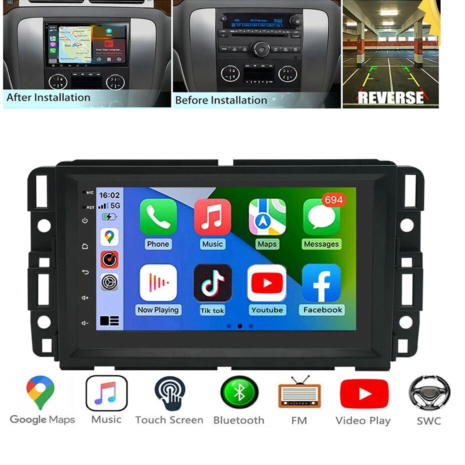 7 Inch HD Touchscreen Car Stereo 2015-2022 CarPlay Android Auto Backup Camera