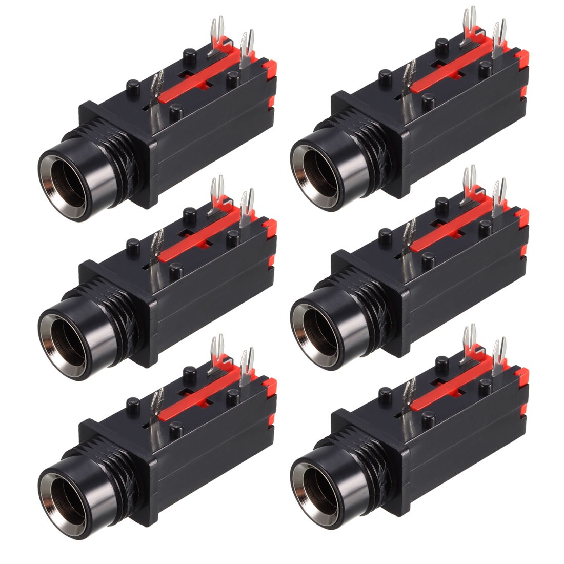 PCB Mount 6.35mm 3 Pin Socket Headphone Stereo Jack Audio Video Connector, 6Pcs