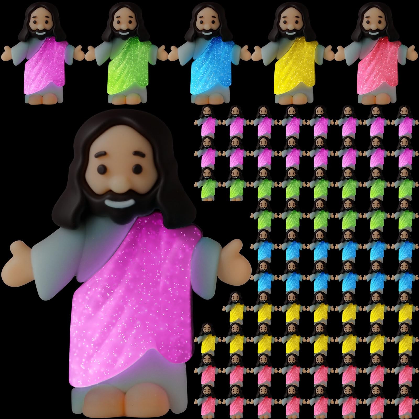 25 Pcs Little Jesus Figures Glow in The Dark Jesus Bulk Christian Gifts for Kid