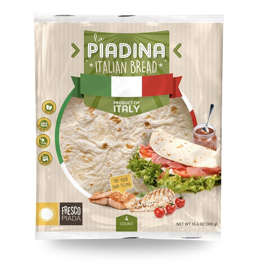 Authentic Italian Piadina Flatbread – 4 Pack Vegan Wraps