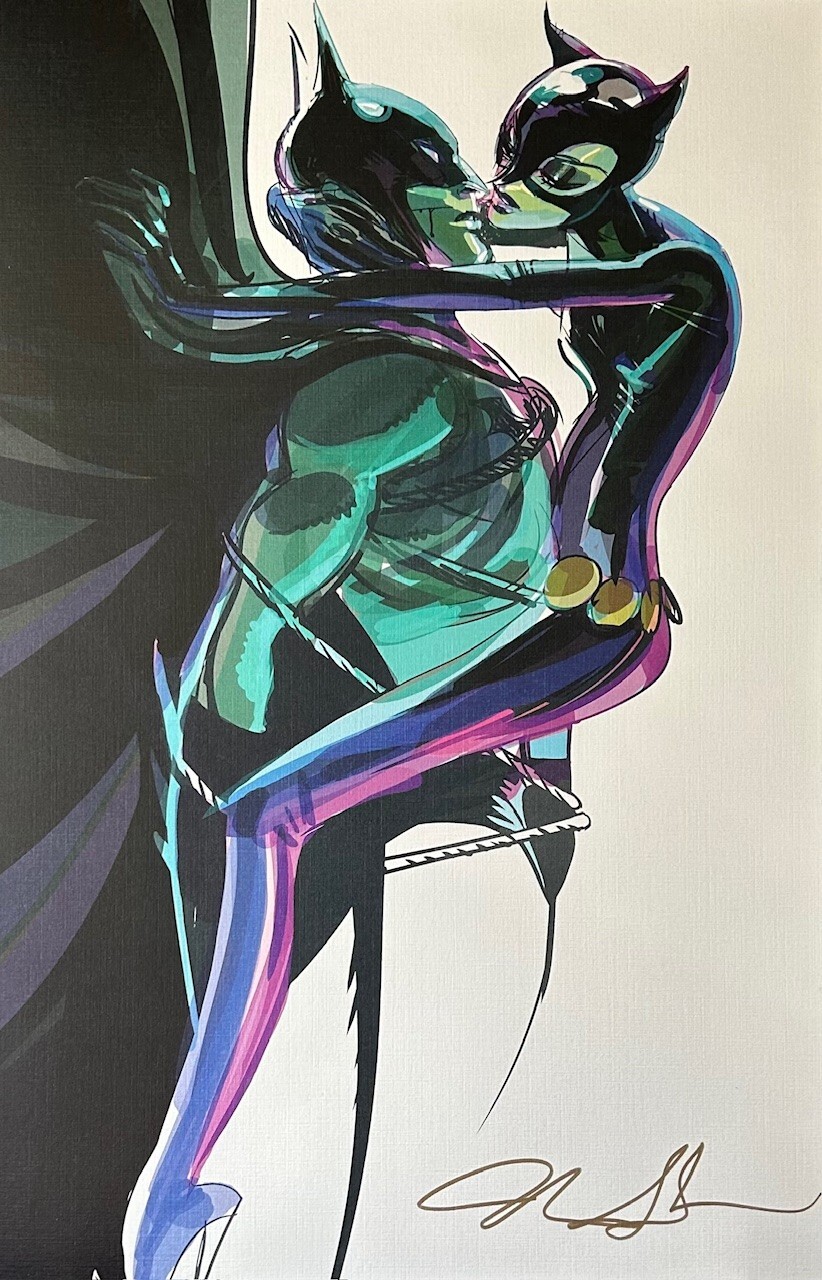 MINDY LEE rare BATMAN & CATWOMAN art print SIGNED limited 11x17 LAST TWO!