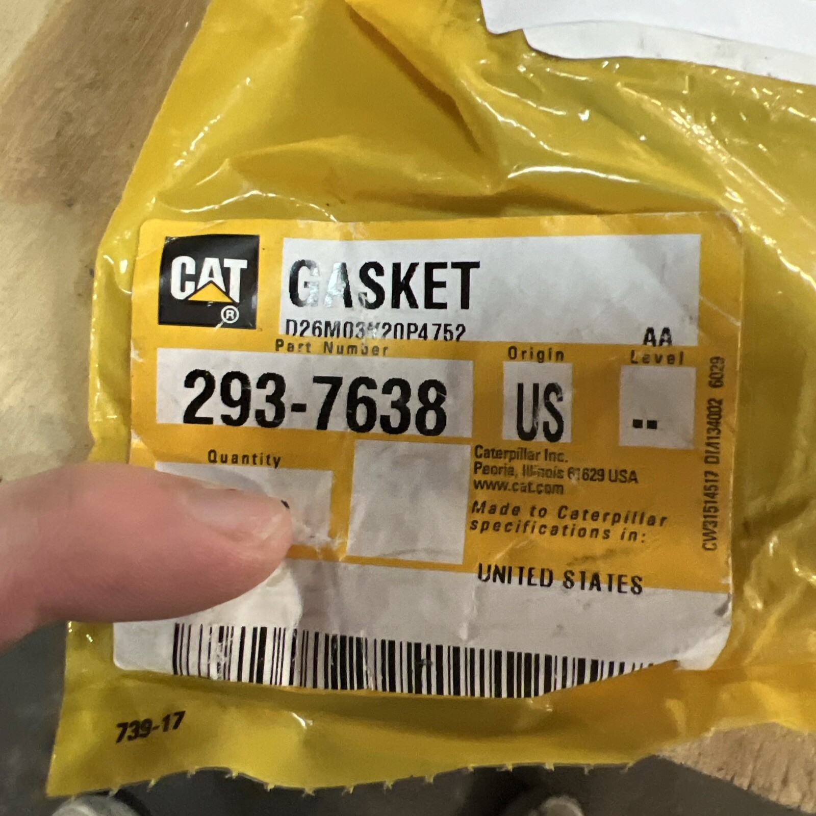 293-7638 OEM Caterpillar Cat Turbocharger Mounting Gasket